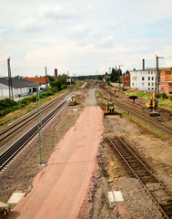 Fototapeta na wymiar Blick auf Details auf einer Baustelle der Bahn