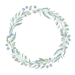 Fototapeta na wymiar Blank hand drawn floral wreath aquarelle frame