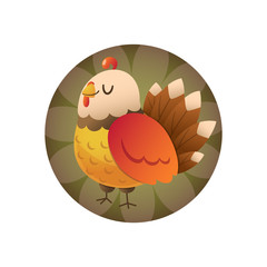 Cute cartoon colorful smiley turkey for thanksgiving