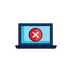 computer with virus attack detailed style icon