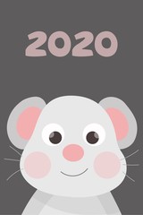 Cute Christmas card with mouse. New Year. Year of the mouse.