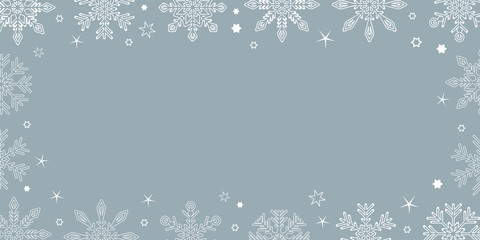 white christmas snowflake border on grey background vector illustration EPS10