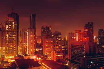 Obraz na płótnie Canvas Bangkok night view with skyscraper in business district in Bangkok Thailand