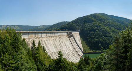 Fototapeta na wymiar Panoramic view of Bicaz-Stejaru Hydroelectric Power Station in Romania
