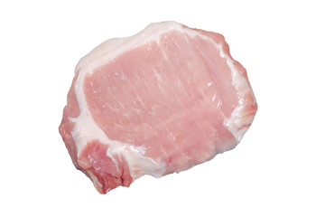 Uncooked fresh pock meat on white background.