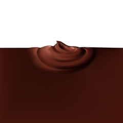 Realistic Brown Whipped Cream Sauce for Dessert. Drop Brown Liquid Splash. Close up Empty Template for Ad