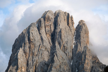 peak of mountain seiser alm langkofel