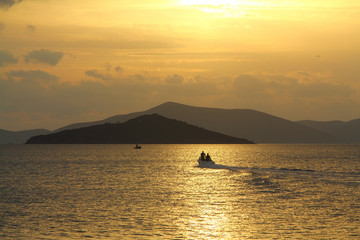 Seaside town of Bodrum and spectacular sunsets. Mugla, Turkey