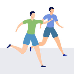 Fototapeta na wymiar Two men are running marathon