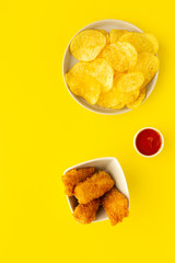 Homemade chicken nuggets battered with panko