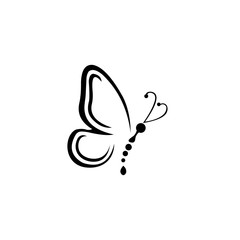 Graphic icon of butterfly, Butterfly tattoo isolated on white background,