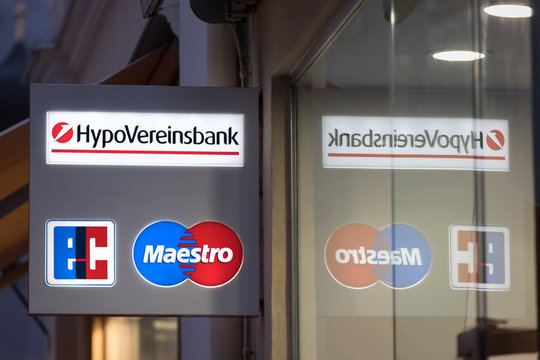 regensburg, bavaria/germany - 20 11 19: HypoVereinsbank german banking sign in regensburg germany