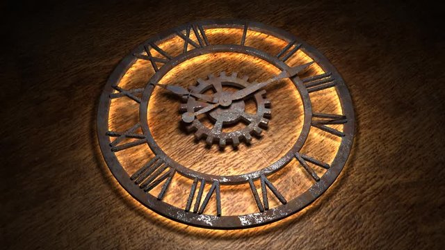 Time laps of an old watch. The hands of the clock spin quickly. Indicate the time is 11:00. Clock Time 11:00.