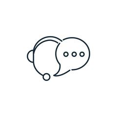 talking headphone with speech bubble line style