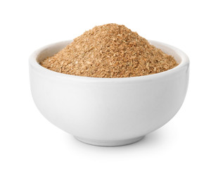 Ceramic bowl of bran flour