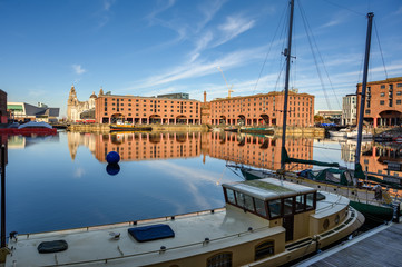 Wide shot of the Albert Dock in Liverpool