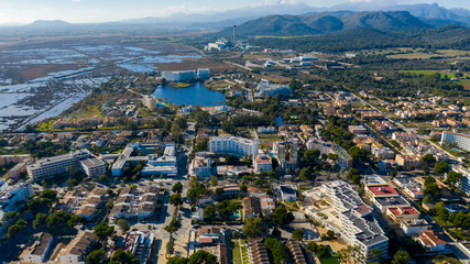 the city of Alcudia, with a bird's eye Majorca Spain