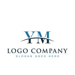 Initial letter YM, overlapping movement swoosh horizon logo company design inspiration in blue and gray color vector