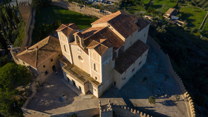 ancient castle and Cathedral in the old town of Arta Majorca Spain
