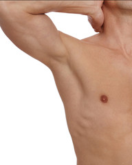 Muscular male torso, chest and armpit hair removal. Male Waxing. Male laser epilation.