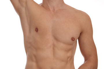 Muscular male torso, chest and armpit hair removal. Male Waxing. Male laser epilation.