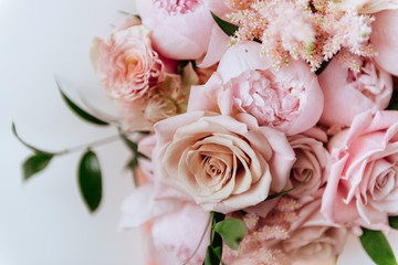 Bouquet of peony flowers on the farmers market