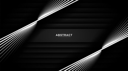 Basic Rblack abstract vector background. overlapping white lines and black gradients. design technologyGB