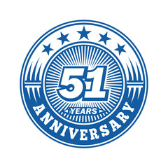 51 years logo. Fifty-one years anniversary celebration logo design. Vector and illustration.