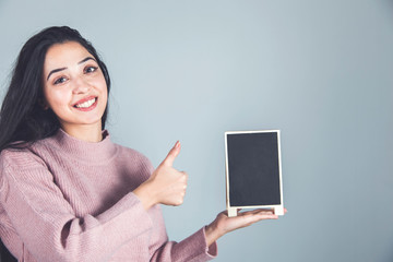 woman hand chalkboard 