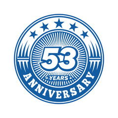 53 years logo. Fifty-three years anniversary celebration logo design. Vector and illustration.