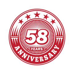 58 years logo. Fifty-eight years anniversary celebration logo design. Vector and illustration.
