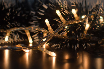 Tangled Christmas Lights with a copy space