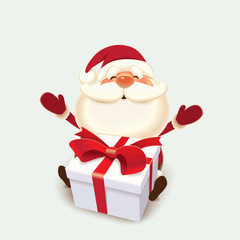 Santa Claus with gift box isolated on a light background,Christmas greeting card