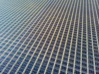 aerial view of a modern agricultural greenhouse