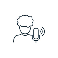 talking man with microphone line style