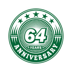 64 years logo. Sixty-four years anniversary celebration logo design. Vector and illustration.