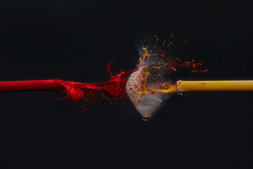 Acrylic paint being fired through a tube of compressed air