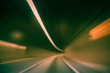 Blurry motion in a tunnel. Concept of speed.