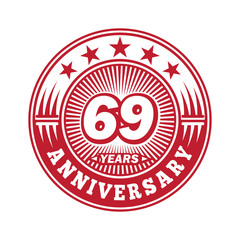 69 years logo. Sixty-nine years anniversary celebration logo design. Vector and illustration.