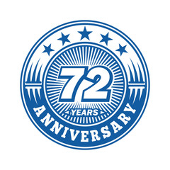 72 years logo. Seventy-two years anniversary celebration logo design. Vector and illustration.