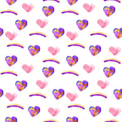 Rainbow watercolor lovers day seamless pattern on white background for lovers holiday for design