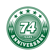 74 years logo. Seventy-four years anniversary celebration logo design. Vector and illustration.