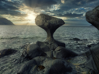 This particular sculpture in stone, shaped by the nature itself, stand in high-water mark in the...