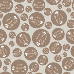 Sewn by me with love clothing label dots seamless vector pattern for handmade clothes, fabric, lining, or backgrounds, banners and other use.