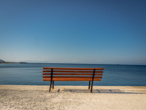 Bench by the sea, Arkos, Skiathos, Sporades, Greece