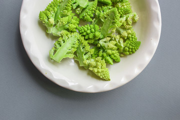 romanesco cauliflower cabbage (delicious vegetable, vitamins diet food) menu concept. food background. top view. copy space