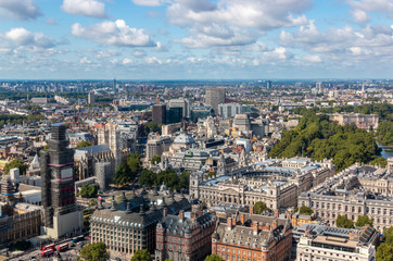 Fototapeta na wymiar View of London from London Eye, observation wheel in London, England