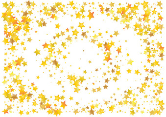 Festive glitter gold star confetti background. Abstract frame confetti texture for holiday, postcard, poster, website, carnivals, birthday and children's parties. Cover confetti mock-up. Wedding card