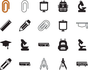 school vector icon set such as: repair, baggage, designer, blueprint, circle, math, home, master, studying, zoom, eraser, architecture, action, ruler, achievement, sport, educate, silhouette, health