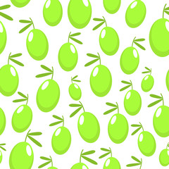 Green olives seamless pattern vector.